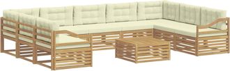 vidaXL Conjunto De Sof&aacute;s De Exterior 10 Uds. Blanco Y Crema Poli&eacute;ster Vidaxl