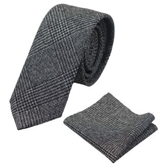 TruClothing Check Tweed Herringbone Tie & Pocket Square