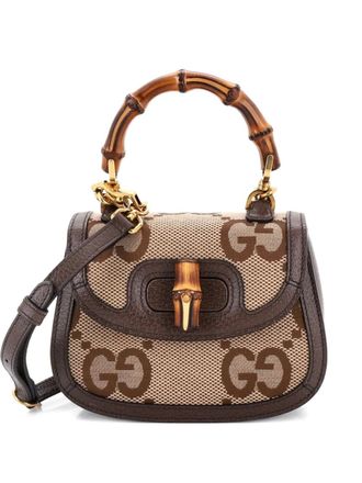Gucci Bamboo 1947 Top Handle Bag Jumbo GG Canvas Mini crossbody bag - women - Canvas - One Size - Brown