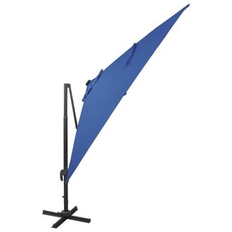 Berkfield Home Cantilever Umbrella with Pole & LED Lights Azure Blue 300 cm