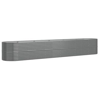 Berkfield Home Garden Raised Bed Powder-coated Steel 440x80x68 cm Grey | Size: 440 x 80 x 68 cm