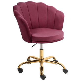 Beliani Silla De Oficina De Terciopelo Base Giratoria Dorada Borgo&ntilde;a Monticello