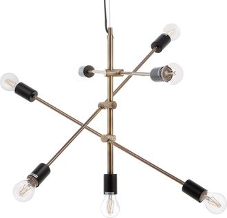 Beliani Beliani - L&aacute;mpara De Techo De Metal Lat&oacute;n 7 Luces Industrial Sala De Estar Cremera