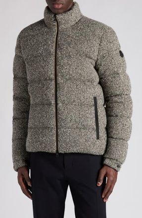 Moncler Agde Tweed Down Puffer Jacket in Black/White at Nordstrom, Size 3