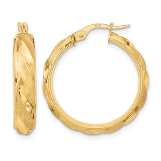 Diamond2Deal 10K Yellow Gold Round Twisted Hoop Earrings