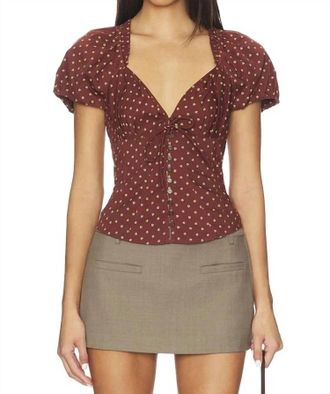 Free People Summer Printed Blouse In Chocolate Combo