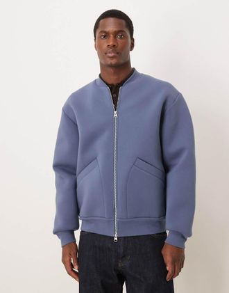 Arket Giacca bomber in puro cotone blu medio con zip