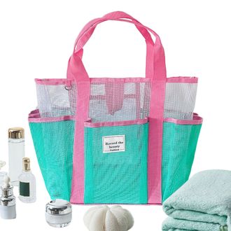 Generic Travel Tote Bags, Mesh Reusable Beach Tote, 15 Inches Womens Luggage with Zipper Closure, Polyester Travel Bag with Reinforced Handles, Outdoor Storag