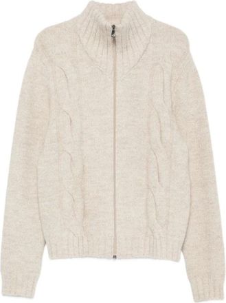 Corneliani Gebreid vest met rits - Heren - Truien - Beige - Maat: L Zijde