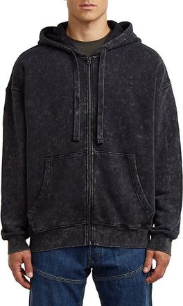 G-Star Washed Loose Fit Zip Hoodie in Dark Black Smokey at Nordstrom, Size Xx-Large