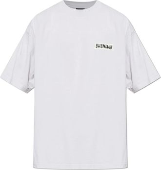 Balenciaga T-Shirts, male, Gray, Size: M T-shirt with Vintage Effect