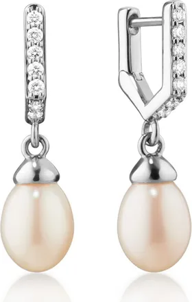 Monica Rich Kosann Freshwater Pearl Drop Huggie Hoop Earrings in Silver at Nordstrom