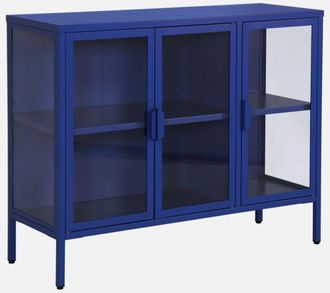 Sweeek Aparador Industrial De Metal Y Vidrio Templado 3 Puertas, 100cm