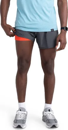 Saxx Mens Hightail 2N1 Running Shorts with Liner Gray XXL