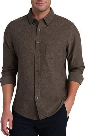 Rhone WFH Knit Button-Up Shirt in Cafe Noir Heather at Nordstrom Rack, Size X-Large