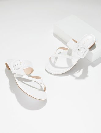 Talbots Camy Buckle Slides - White - 10M Talbots