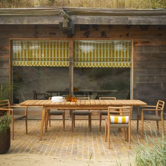 Tikamoon Mesa de jard&iacute;n extensible de teca maciza para 6-12 pers