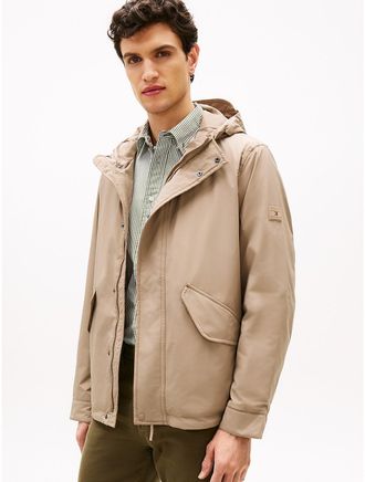Tommy Hilfiger Mens Water-Repellent Packable Hooded Jacket - Beige - XXL