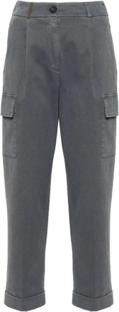 PESERICO Cropped Broek - Dames - Vrijetijds broeken - Grijs - M - Katoen - Broeken