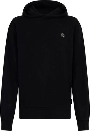 Philipp Plein Geborduurde Hoodie Sweatshirt Monogram - Heren - Hoodies - Zwart - 2XL - Katoen - Hoodies & sweatvesten