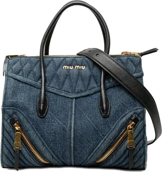 Miu Miu Pre-owned Miu Miu Matelasse Denim Biker Tote Ladies ROQ9004LVYVOSPX0