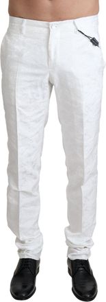 Dolce & Gabbana White Brocade Jaquard Dress Trouser Mens Pants