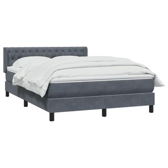 vidaXL Giroletto A Molle Con Materasso Grigio Scuro 160x210 Cm Velluto Vidaxl