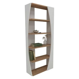 Dmora Estanter&iacute;a Equo, Biblioteca 4 Estantes, Independiente, Tono Roble, 64x24x150h Cm Blanco