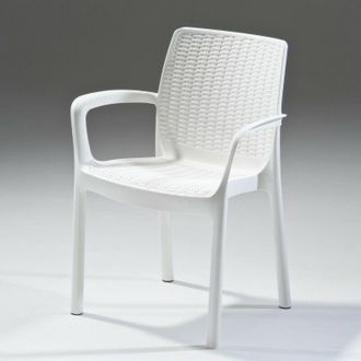 Keter Sill&oacute;n De Resina Blanca Para Interior Y Exterior Con Reposabrazos