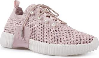 National Comfort Klarra Faux Pearl Embellished Sneaker in Blush at Nordstrom, Size 11