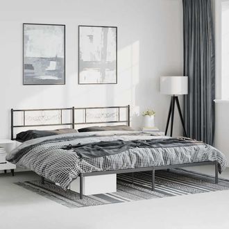 vidaXL Estructura Cama Sin Colch&oacute;n Con Cabecero Metal Negro 193x203 Cm Vidaxl