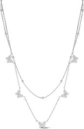Glaze Jewelry CZ Butterfly Layered Chain Necklace in Silver at Nordstrom Rack