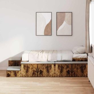 vidaXL Struttura letto con contenitore Rovere fum&eacute; 244 x 127 x 53.5 cm - Vidaxl