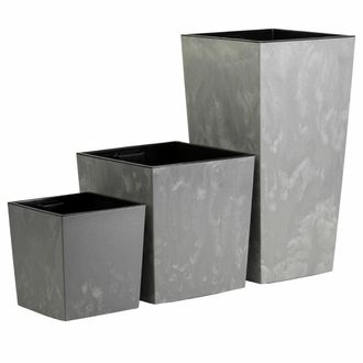 OEM Juego De Macetas Grandes Modernas De Hormig&oacute;n Gris, 3 Piezas