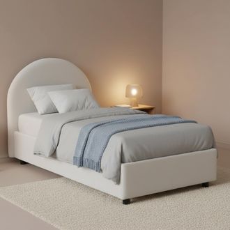 Dmora Dmora - Cama Individual Ddurs, Cama Contenedor Con Tapizado En Ecopiel, 100% Made In Italy, Apertura Lateral, Adecuado Para Colch&oacute;n 80x190 Cm, Blanco