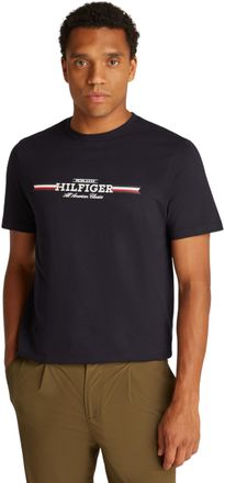 Tommy Hilfiger Men Short-Sleeve T-Shirt Stripe Chest Tee Crew Neck, Blue (Desert Sky), M