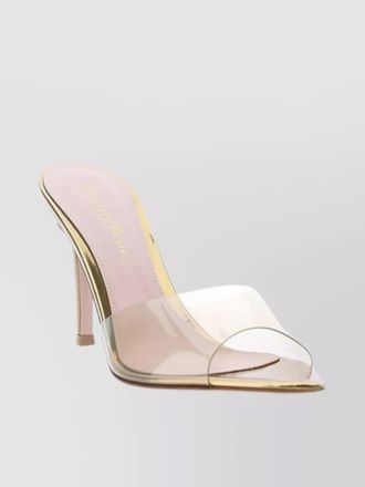 Gianvito Rossi clear strap gold accent pointed toe mules