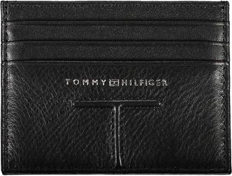Tommy Hilfiger Zwarte leren kaarthouder - Heren - Portefeuilles - Zwart - ONE Size - Leer - Accessoires