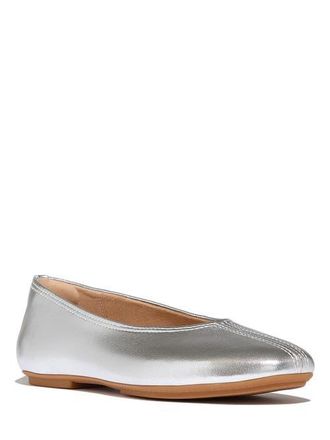 FitFlop Delicato High Cut Soft Leather Ballet Flats in Silver at Nordstrom, Size 5