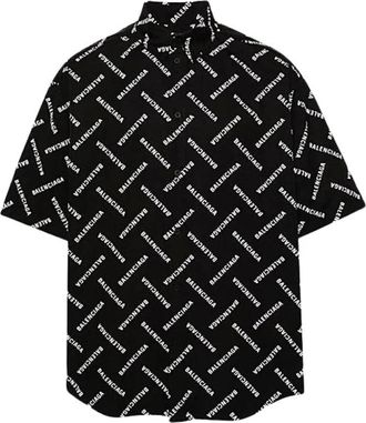 Balenciaga Overhemden, Heren, Zwart, M, Katoen, Tpla 4 Chemise