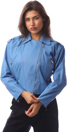 Emporio Armani Womens Emporio Armani Leather Jacket in Navy