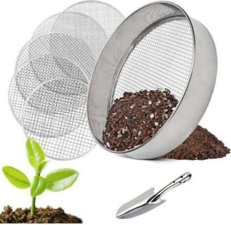 OEM Tamiz De Jard&iacute;n Redondo 5 En 1, 20 Cm, Con 5 Tamices Intercambiables, Tamiz Para Tierra, Compost Y Semillas