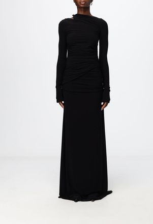 Eleh Long-Sleeved High-Neck Cr&ecirc;pe Evening Gown with Cut-Out Details