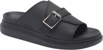 Alexander McQueen Buckle Rubber Slide Sandal in Black at Nordstrom, Size 42