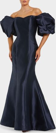 Mac Duggal Sweetheart Off-The-Shoulder Puff-Sleeve Gown