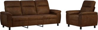vidaXL Juego De Sof&aacute; 2 Uds. Marr&oacute;n Cuero De Suede Sint&eacute;tico Vidaxl