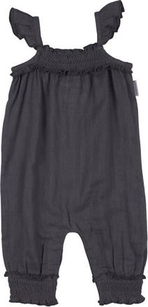 LOvedbaby Organic Cotton Muslin Romper in Chia Seed at Nordstrom, Size 0-3M