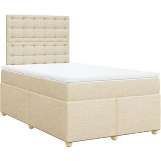 vidaXL Cama Box Spring Con Colch&oacute;n Tela Color Crema 120x200 Cm Vidaxl