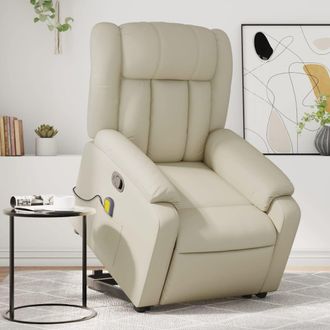 vidaXL Vidaxl - Sill&oacute;n Reclinable De Masaje De Pie Cuero Artificial Color Crema
