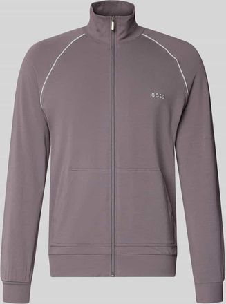 HUGO BOSS Regular Fit Sweatjacke aus Baumwoll-Mix Modell Mix&Match in Taupe, Gr&ouml;&szlig;e XXL